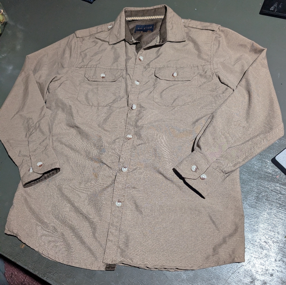 Day & Age Brown Button-Up Shirt Big Boys Size Large (14) Made In India